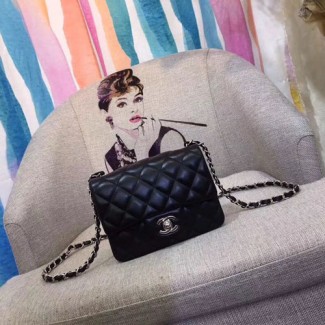 샤넬 미니 체인 크로스백 A1115 램스킨 블랙