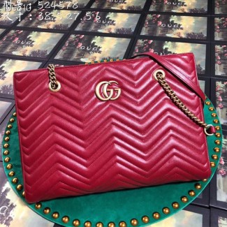 구찌 GG 마몽 미디엄 마틀라세 토트백 524578 레드