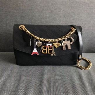 발렌시아가 자카드 로고 백 5169219 블랙