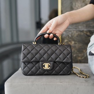 샤넬 클래식 뉴미니 탑핸들 플랩백 AS2431 캐비어 블랙