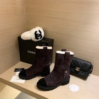 샤넬 신상 부츠 G34283 스웨이드 갈색