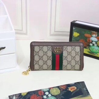 구찌 오피디아 지퍼 장지갑 523154 브라운