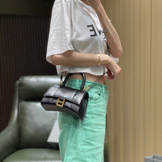 발렌시아가 아워글래스 탑 핸들 백 XS 592833 블랙