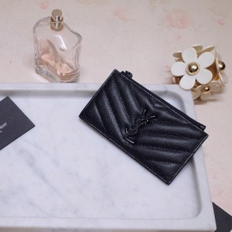 생로랑 모노그램 지퍼 카드케이스 607915 블랙 메탈