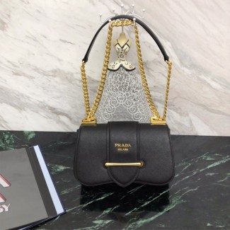 프라다 시도니 플랩 체인 숄더백  블랙1BD219