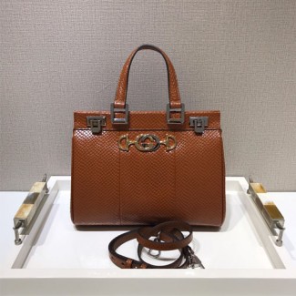 구찌 주미 스네이크 스킨 스몰 탑 핸들 백 ‎569712 브라운