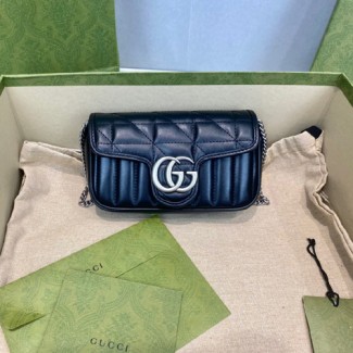 구찌 GG마몽 마틀라세 가죽 수퍼 미니 백 476433 블랙