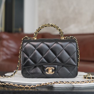  샤넬 24B 플랩백 AS2425 램스킨 블랙